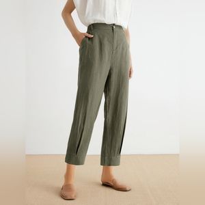 GRAE COVE | High Waisted Cropped Linen Pants